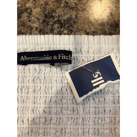 Abercrombie and Fitch NEW Blue Stripe Crop Shirt XL Smocked Adjustable Straps - Picture 4 of 8